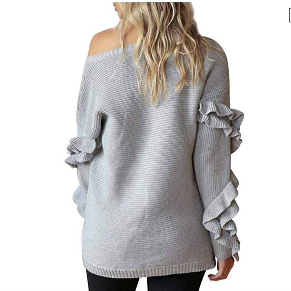 Beautiful women winter loose ruffle sweater - Picture 2 of 7